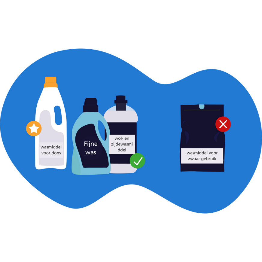 Afhankelijk van het materiaal, moet je het juiste wasmiddel gebruiken. Foto: © Matrassencheck